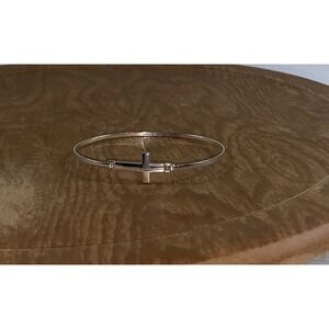 Silver Cross Bracelet Faith Hope Love Bangle Hook Clasp